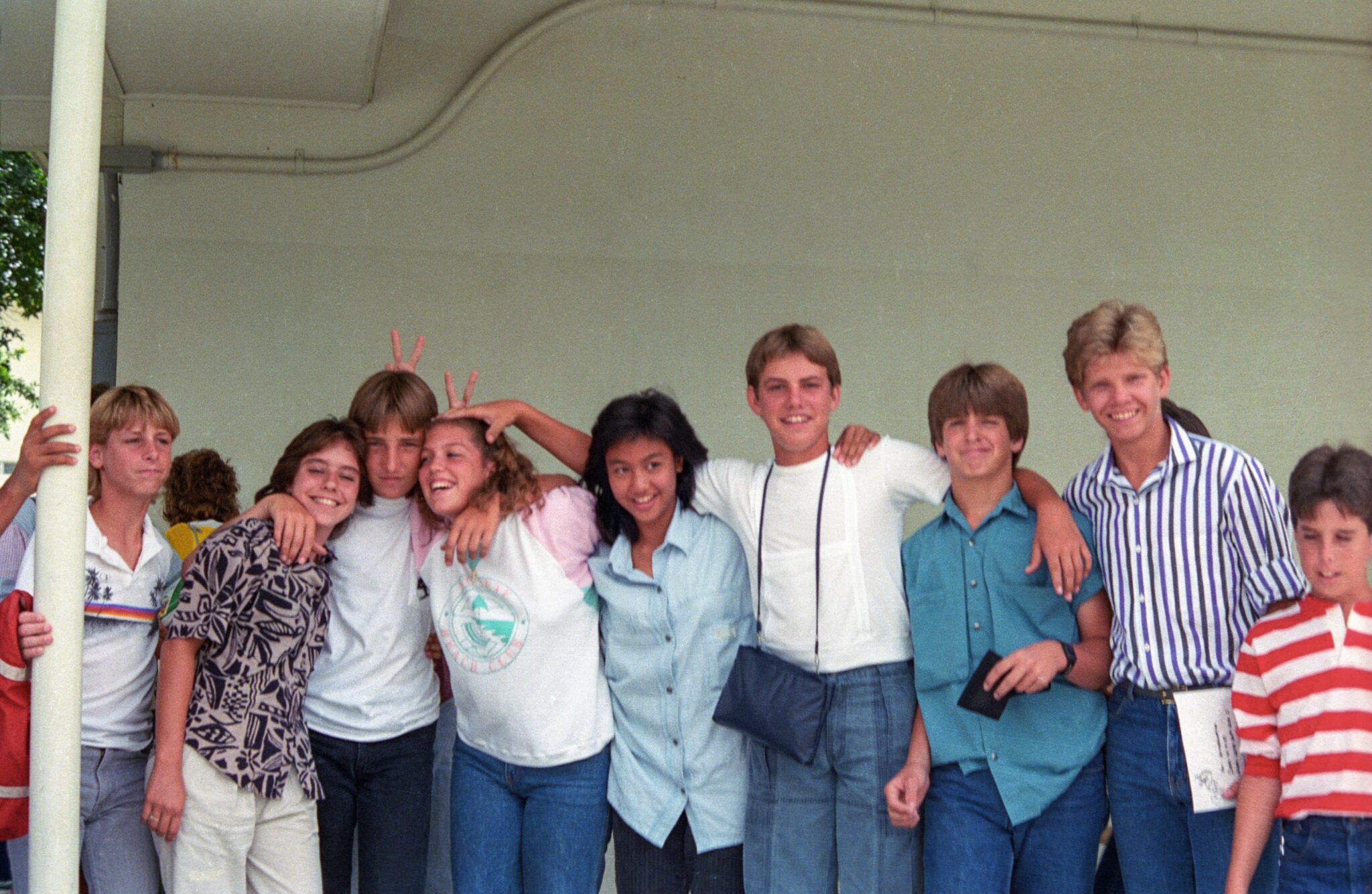 Eight Grade group shot 1986 - Chris Jones, Gina D'Angelo, Jamie Rivard, Wendy Morrison, Roselle Floresca, Steve Winsor, Steve Barlow, Mark Bandurski, Craig Rennick
